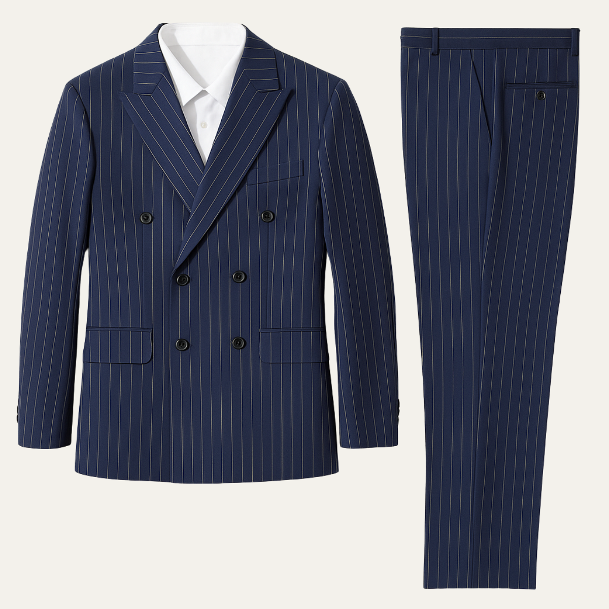 Men's Classic Pinstripe Suit Double Breasted 2 Piece - Vonnera