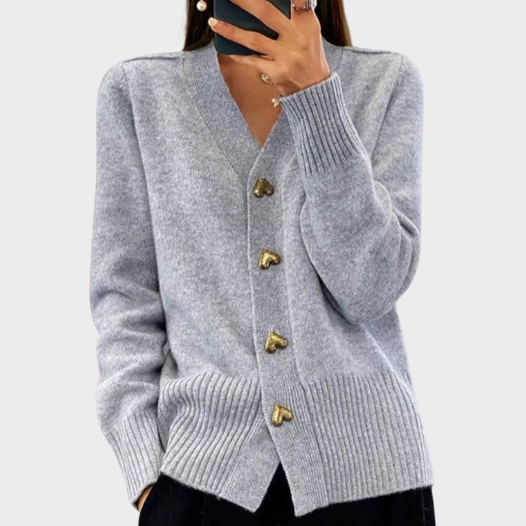 Women's Heart Button Cardigan - Vonnera
