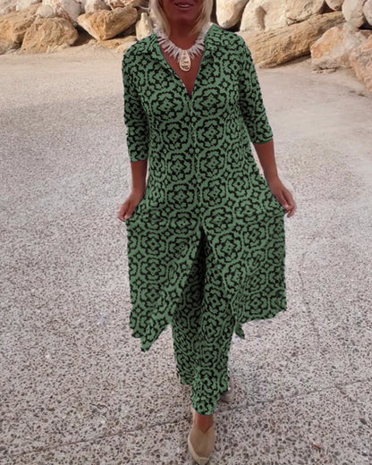 Women's Printed Two-Piece Set Everyday Wear