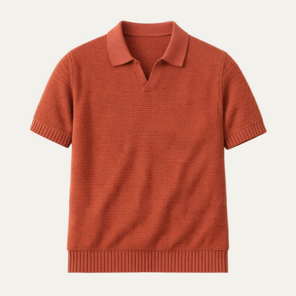 Men's Knitted V Neck Polo Shirt Breathable - Vonnera
