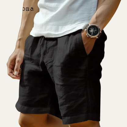 Men's Linen Shorts Elastic Waist With Pockets