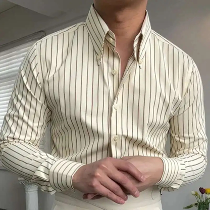 Moltrasio Men's Business Shirt Contrast Stripe