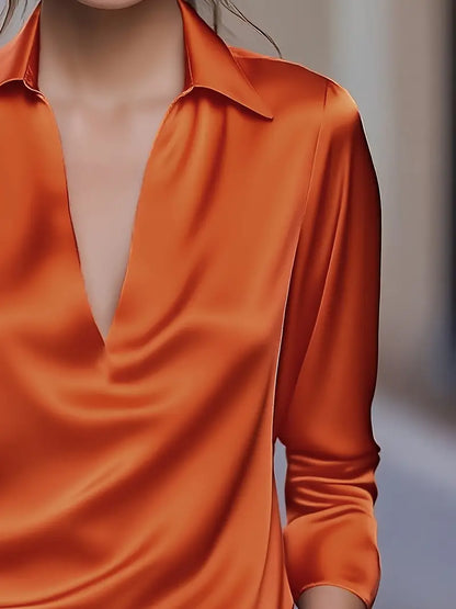 Women's V-Neck Satin Blouse