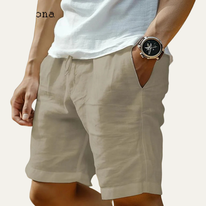 Men's Linen Shorts Elastic Waist With Pockets