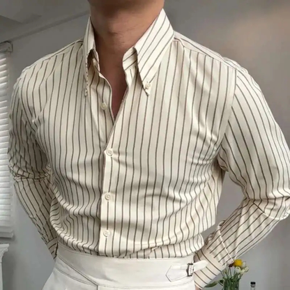 Moltrasio Men's Business Shirt Contrast Stripe