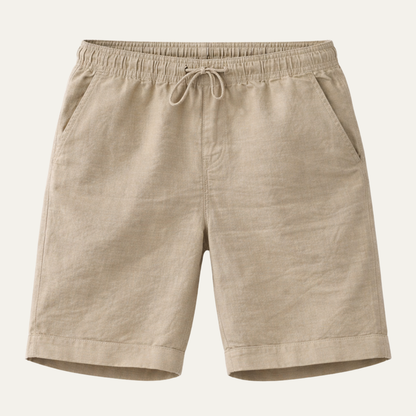 Men's Linen Shorts Elastic Waist With Pockets - Vonnera