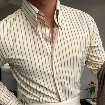 Moltrasio Men's Business Shirt Contrast Stripe