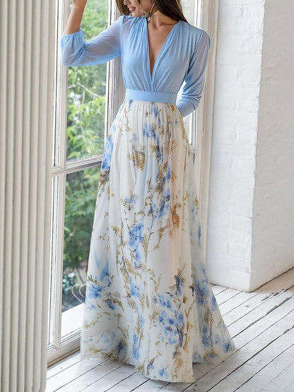 Women's Floral Print Long Sleeve Dress