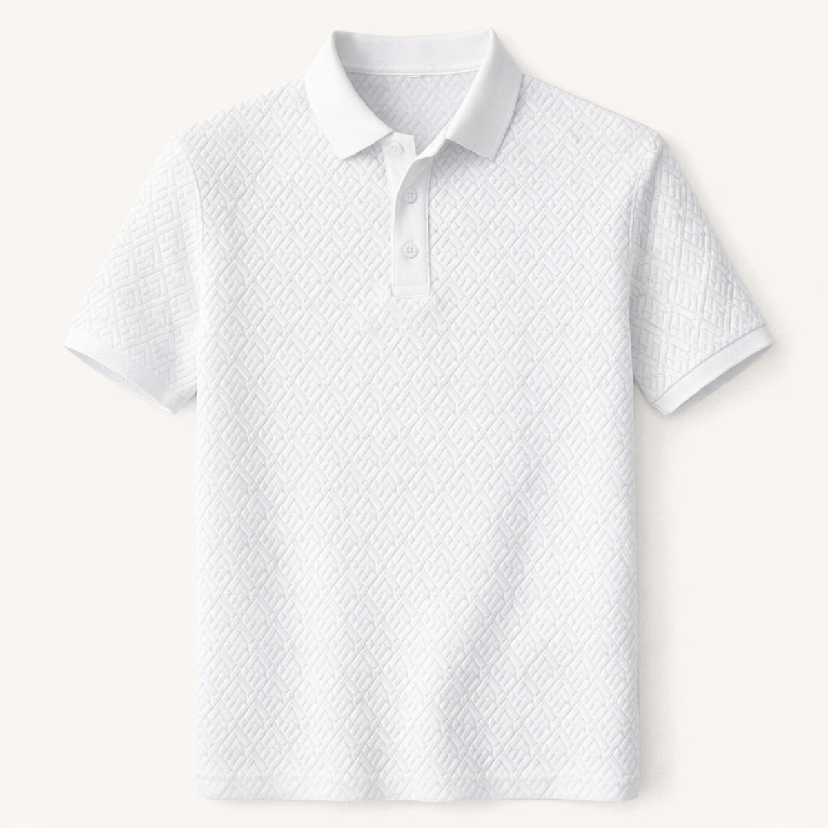 Men's Textured Polo Shirt White - Vonnera