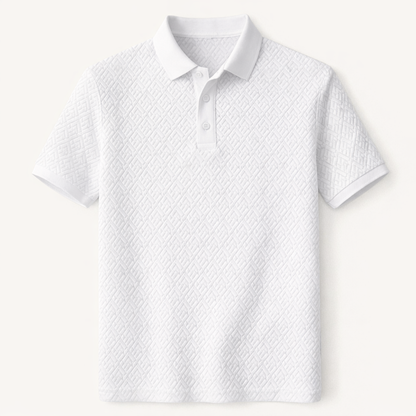 Men's Textured Polo Shirt White - Vonnera
