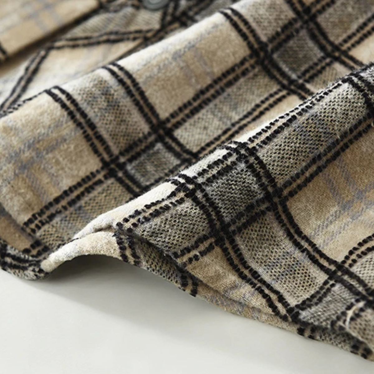 Men's Plaid Cotton Shirt Brushed Vintage Style