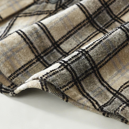 Men's Plaid Cotton Shirt Brushed Vintage Style