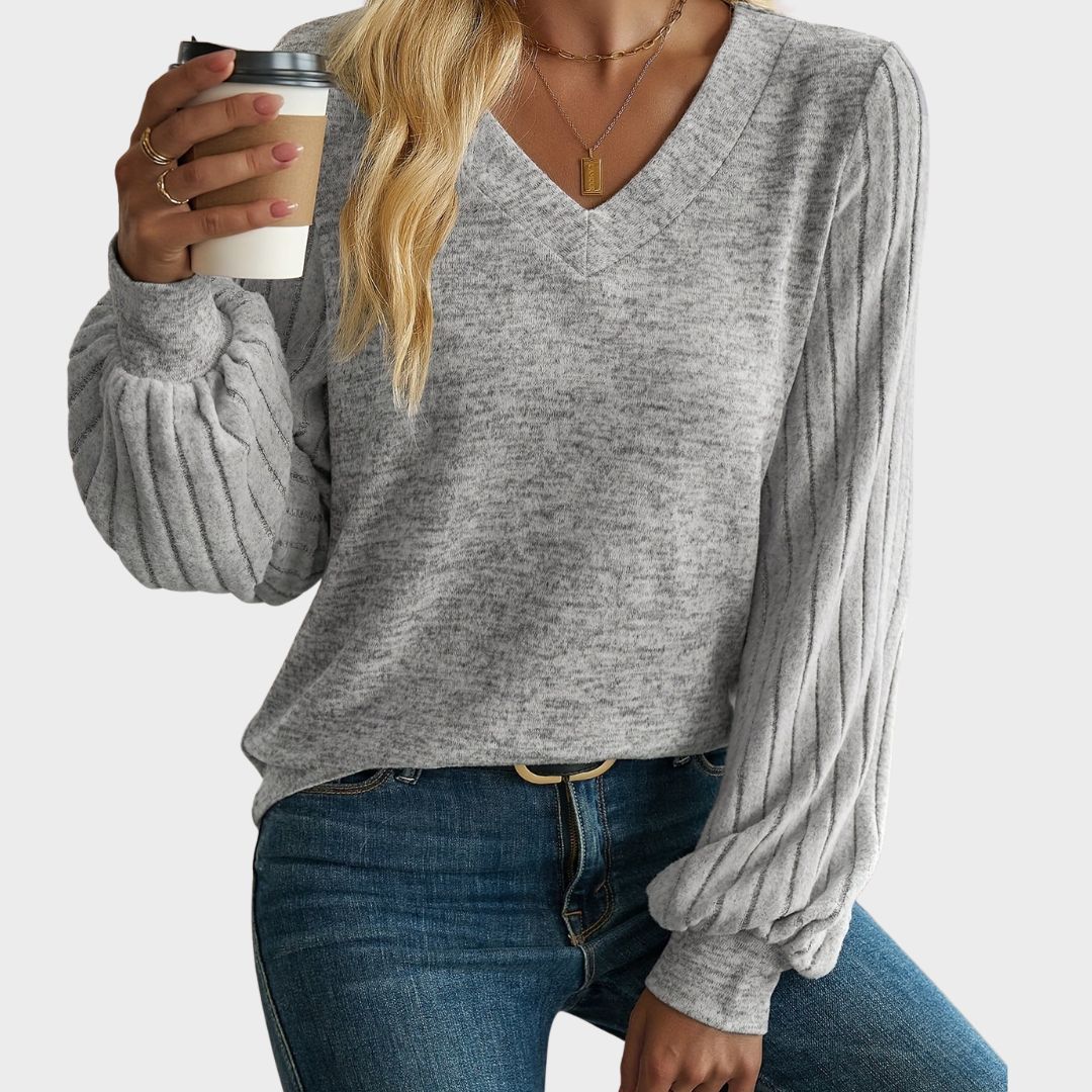 Women's Elegant Lantern Sleeve Sweater