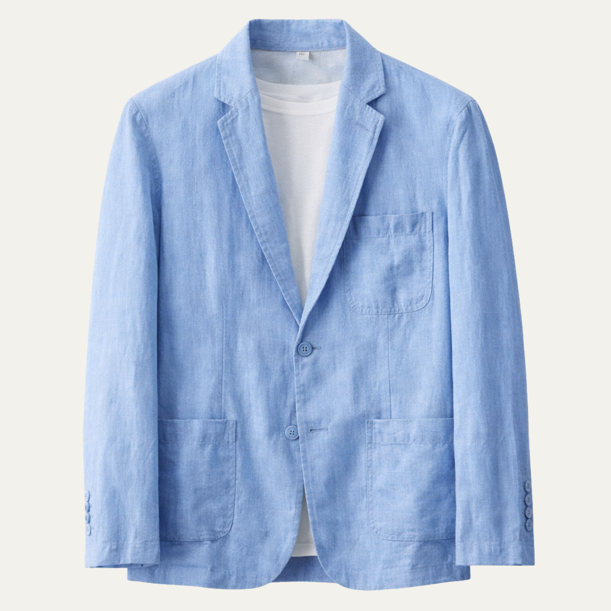 Men's Linen Blazer Lightweight Single Breasted Beige - Vonnera