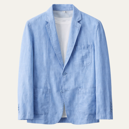Men's Linen Blazer Lightweight Single Breasted Beige - Vonnera