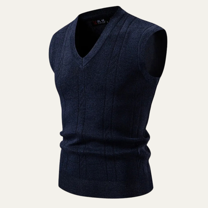 Men's Knitted V Neck Tank - Vonnera
