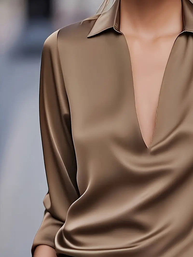 Women's Long Sleeve Blouse Draped Neck