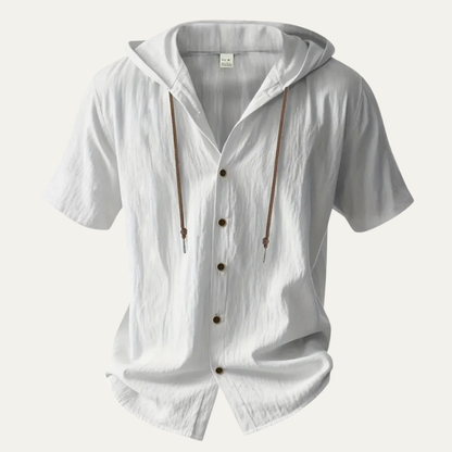 Men's Lightweight Hooded Cotton Linen Shirt