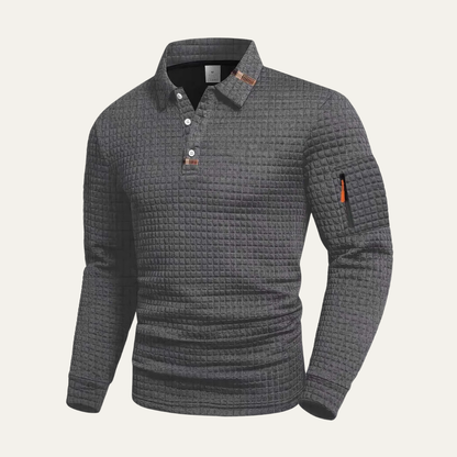 Men's Textured Winter Sweater Zip Pocket Beige