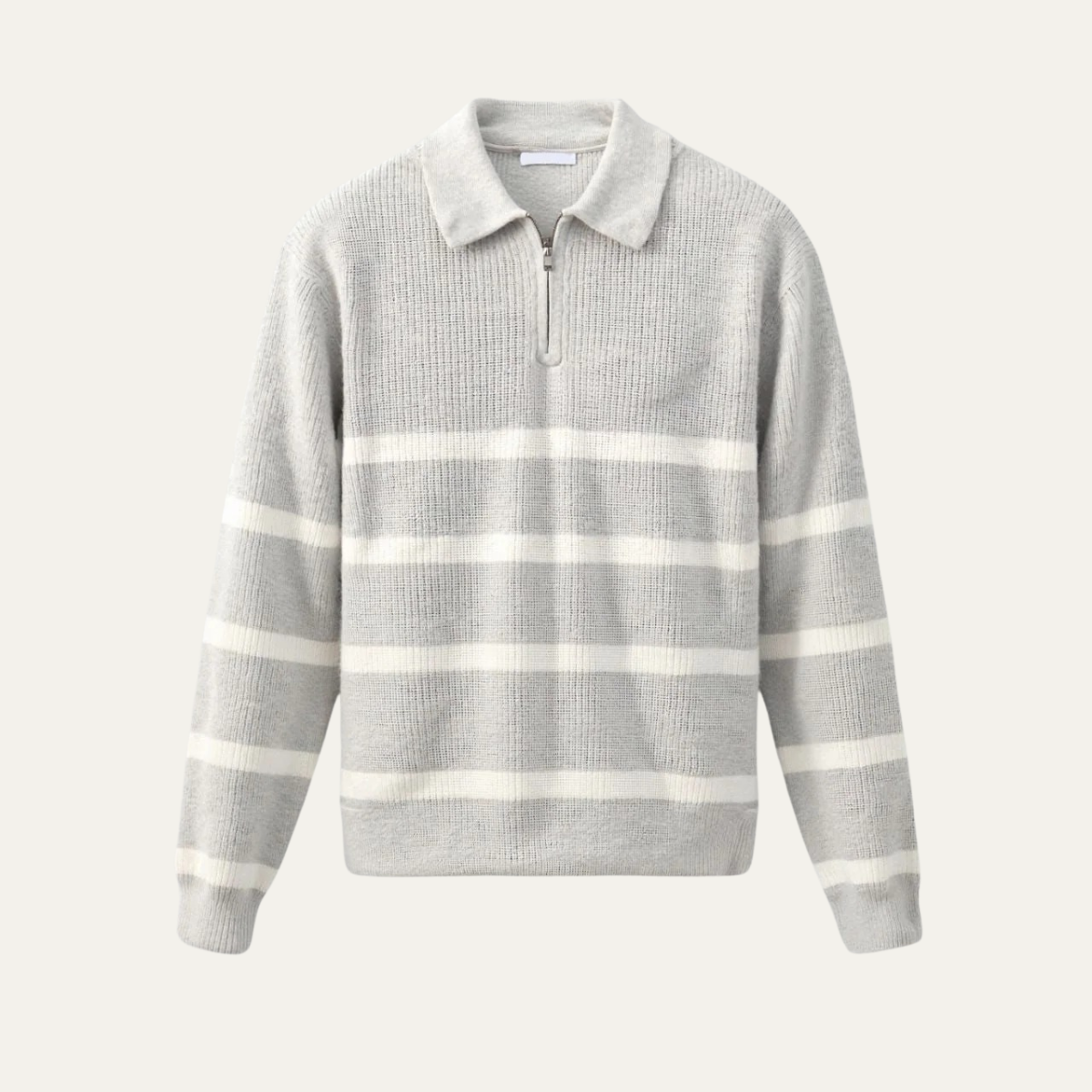 Men's Striped Knit Sweater Half Zip Wool - Vonnera