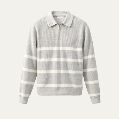 Men's Striped Knit Sweater Half Zip Wool - Vonnera