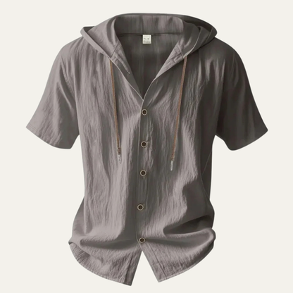 Men's Lightweight Hooded Cotton Linen Shirt