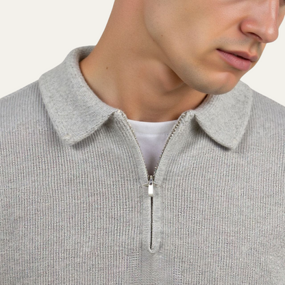 Men's Striped Knit Sweater Half Zip Wool