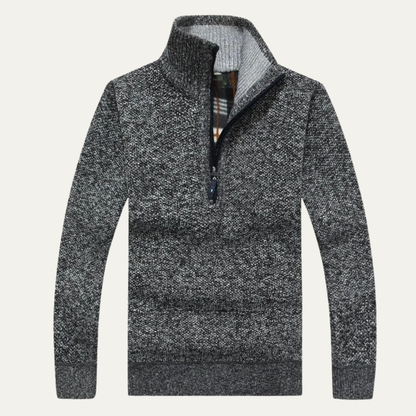 Men's Thick Fleece Half Zip Turtleneck Sweater