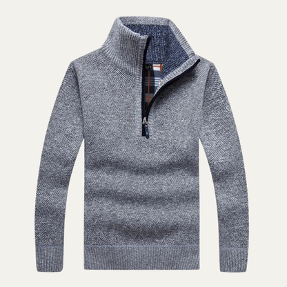 Men's Thick Fleece Half Zip Turtleneck Sweater