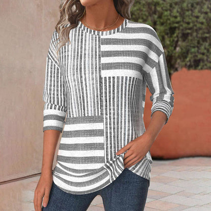 Women's Striped Blouse Three-Quarter Sleeve - Vonnera