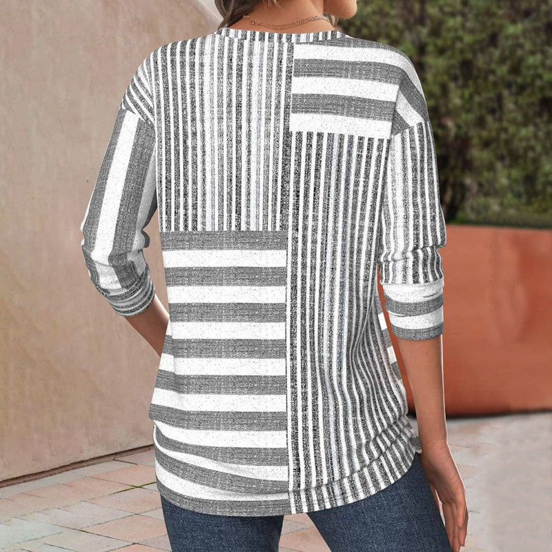 Women's Striped Blouse Three-Quarter Sleeves