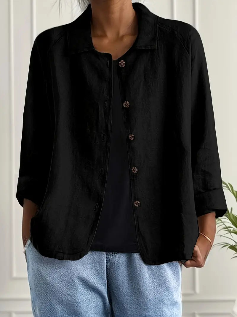 Women's Button Front Collared Blouse