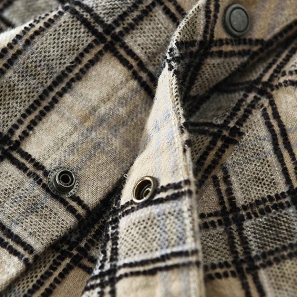 Men's Plaid Cotton Shirt Brushed Vintage Style