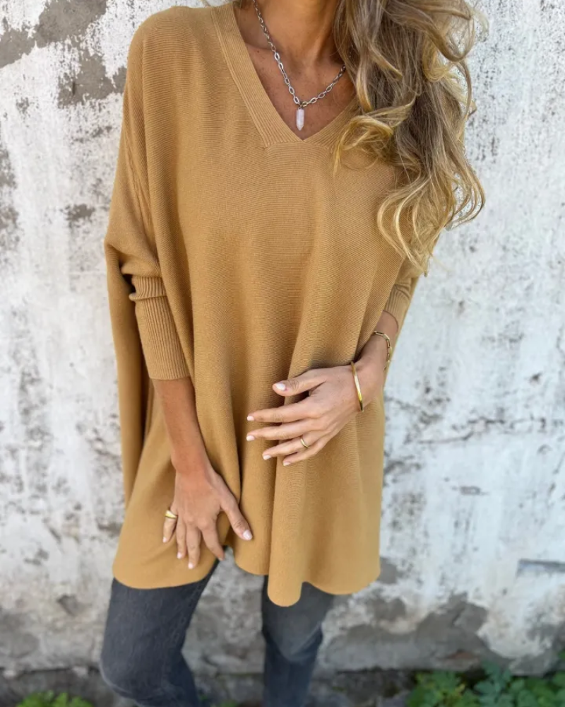 Women's V Neck Sweater Loose Fit Long Sleeve