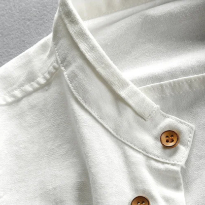 Men's Linen Cotton Shirt Japanese Style Stand Collar
