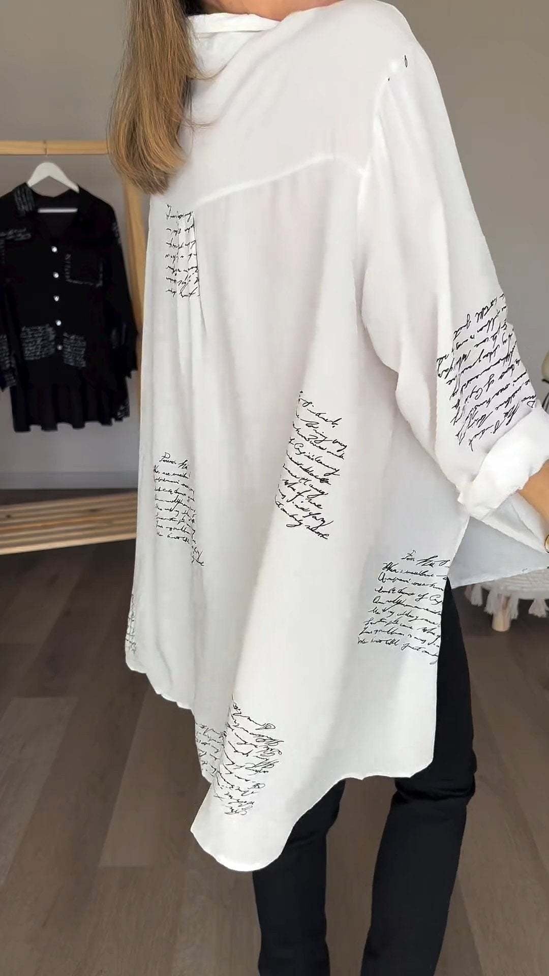 Women's Handwritten Button Up Cotton Shirt