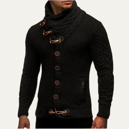 Men's Knitted Cardigan Button Front Winter Beige