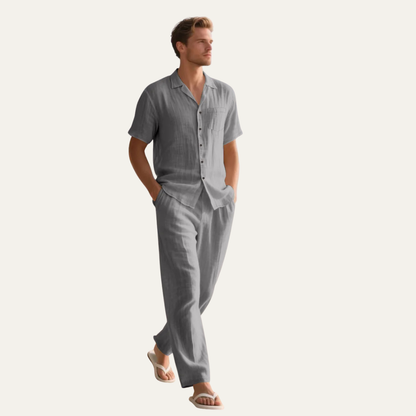 Men's Linen Casual Summer Shirt And Pants Set