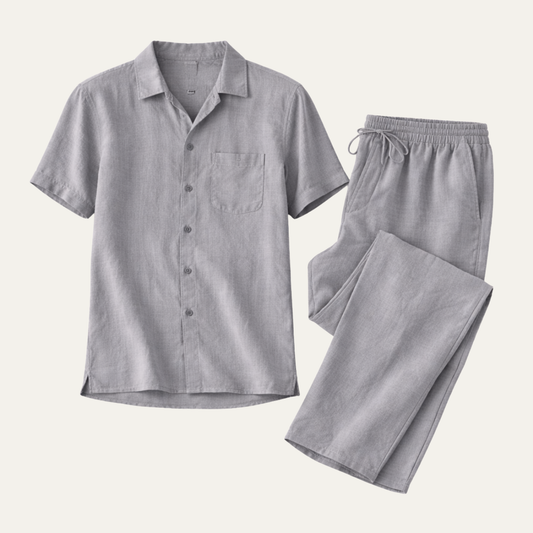 Men's Linen Casual Summer Shirt And Pants Set - Vonnera