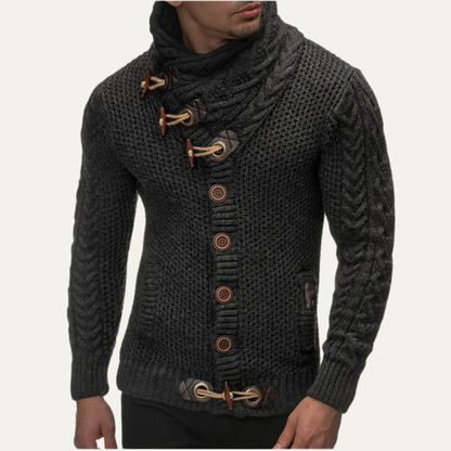 Men's Knitted Cardigan Button Front Winter Beige