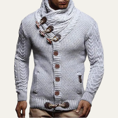 Men's Knitted Cardigan Button Front Winter Beige
