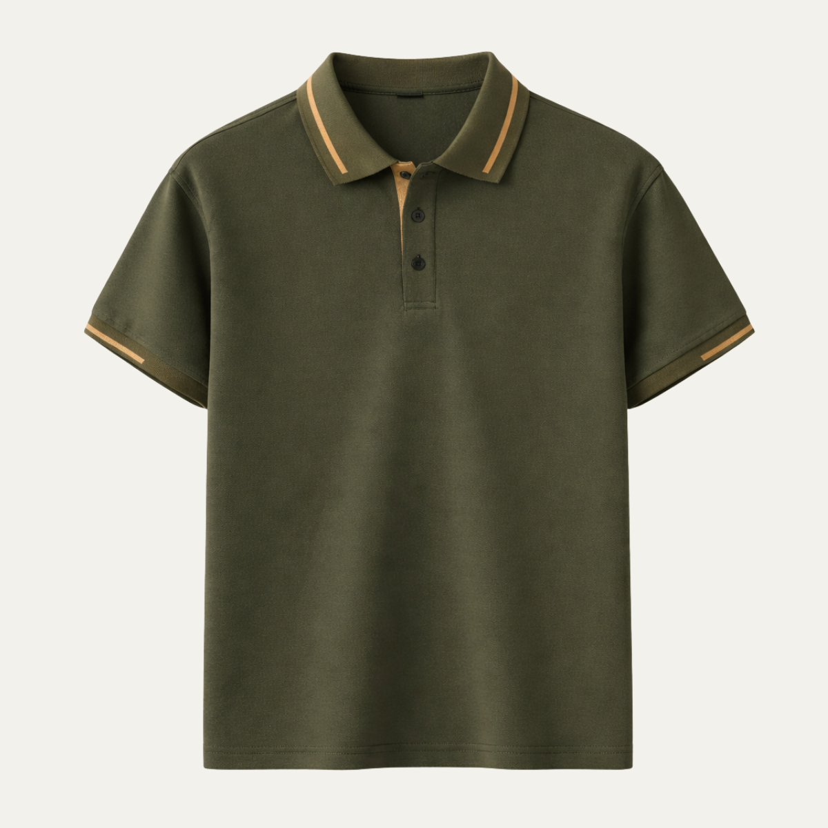 Mens Polo Shirt Contrast Trim Army Green - Vonnera