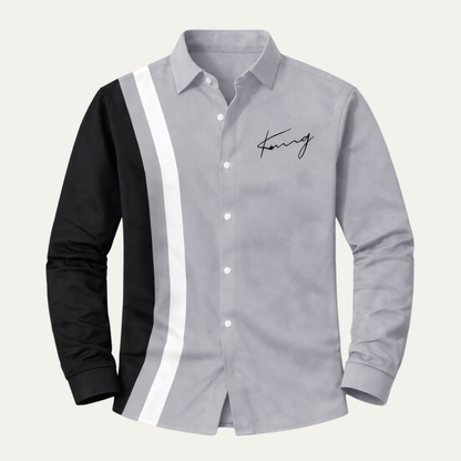 Men's Casual Striped Dress Shirt Color Block - Vonnera