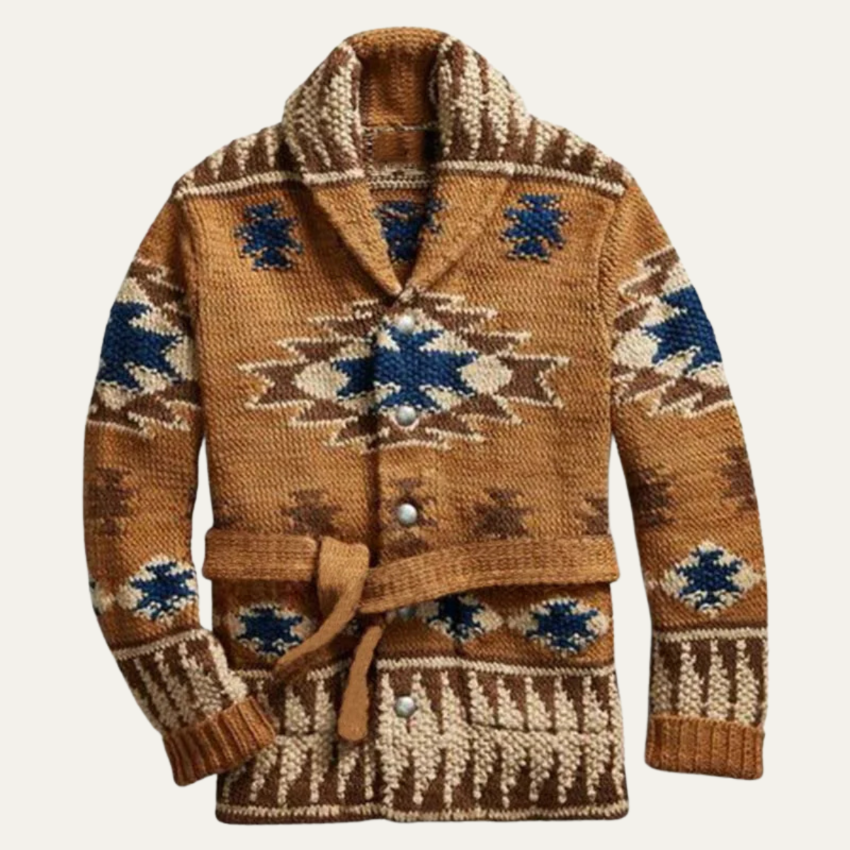 Men's Retro Cardigan Sweater Thick Knit Jacquard - Vonnera