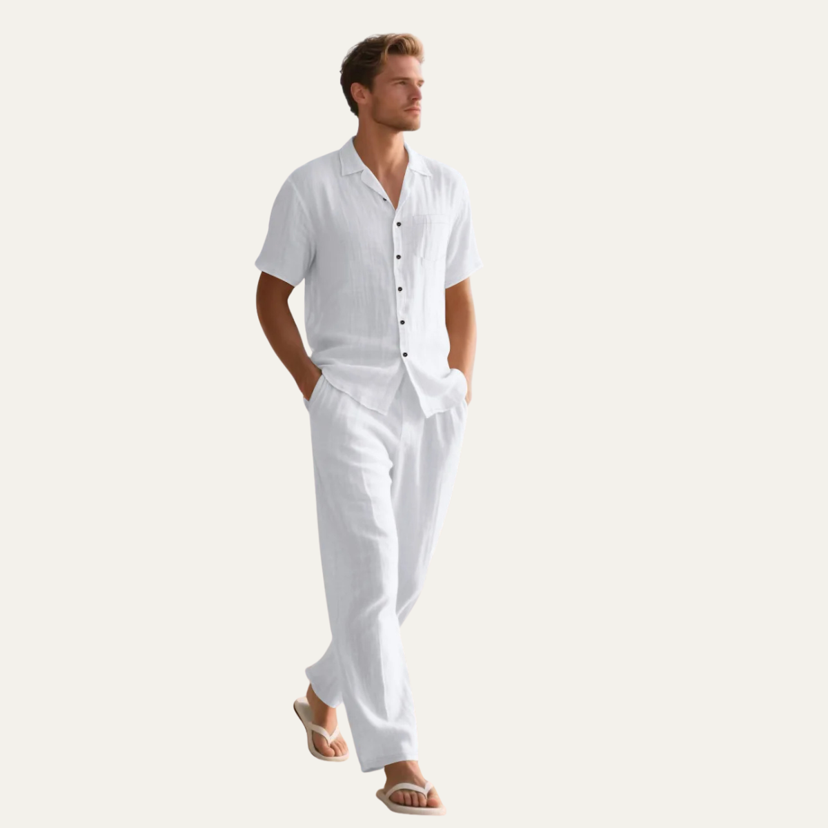 Men's Linen Casual Summer Shirt And Pants Set