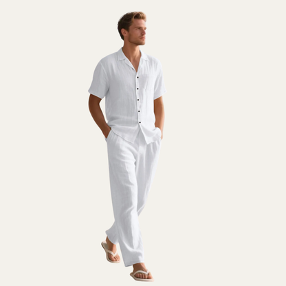 Men's Linen Casual Summer Shirt And Pants Set