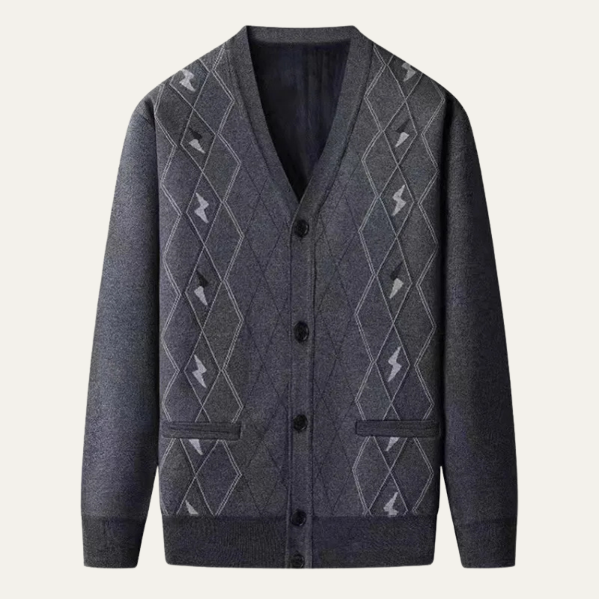Men's V Neck Knit Cardigan With Pockets