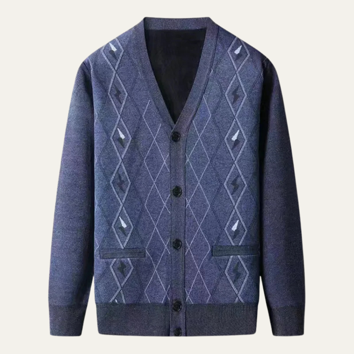 Men's V Neck Knit Cardigan With Pockets - Vonnera
