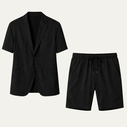 Men's Cotton Linen Shirt Shorts Set - Vonnera