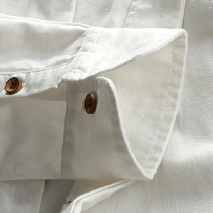 Men's Linen Cotton Shirt Japanese Style Stand Collar